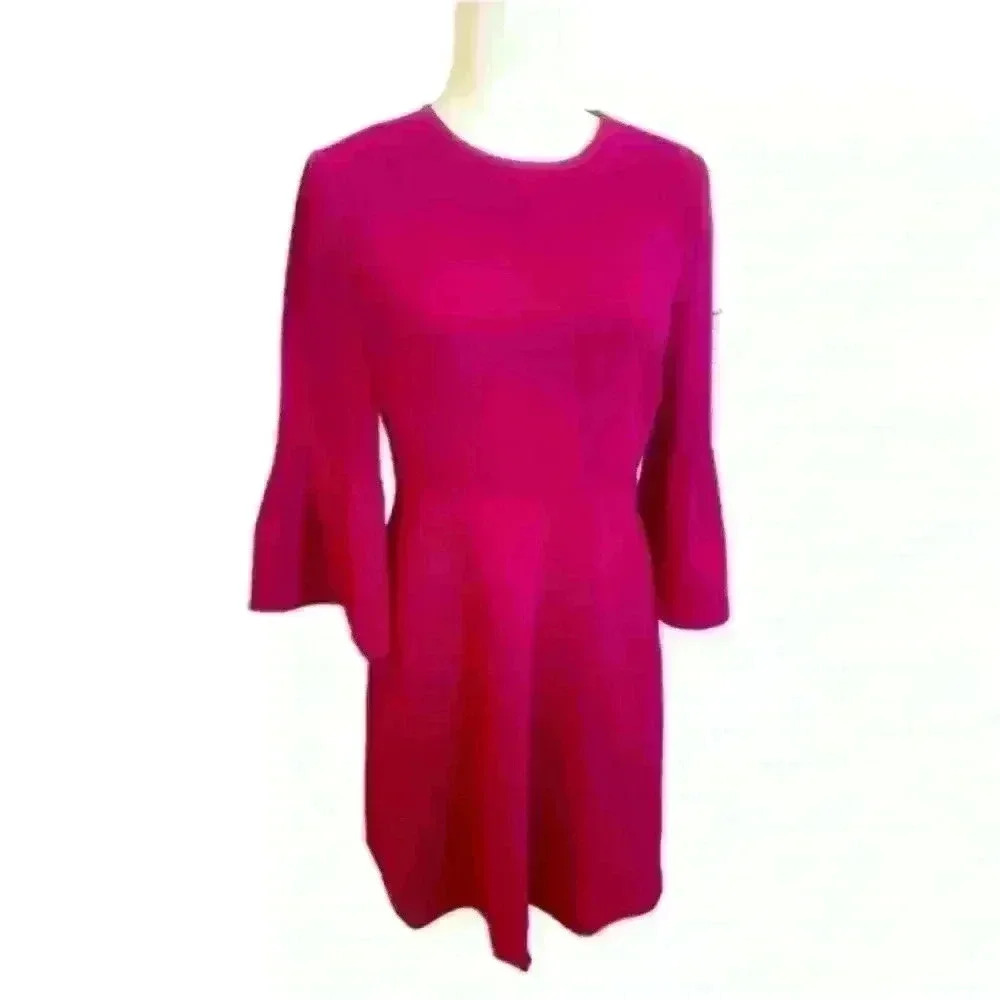 Eliza J Raspberry Dress Fushia Bell Sleeves Pockets Retail $189 - Picture 4 of 10